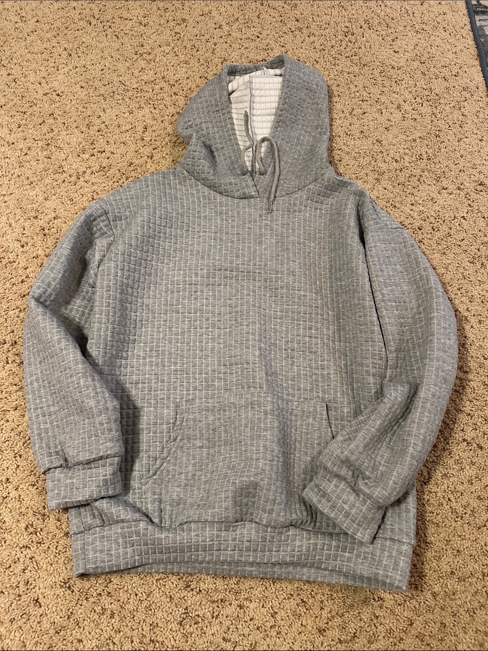 Women’s Grey Quilted Hoodie Pullover